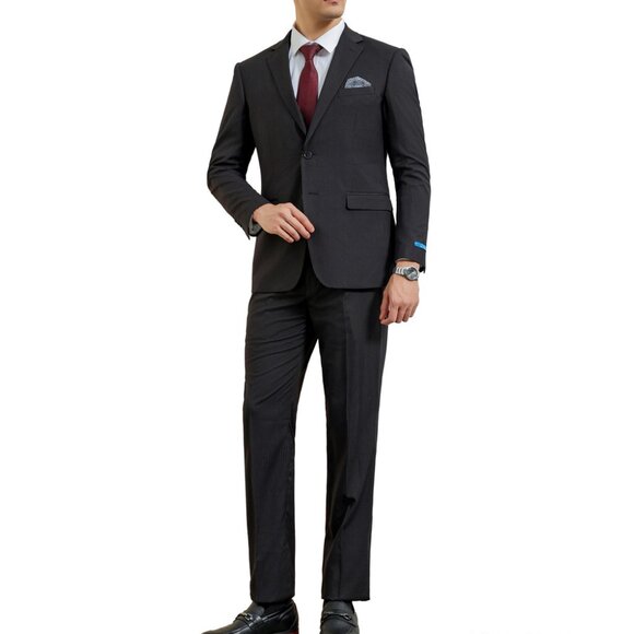 Black Pinstriped 3 Piece Notch Lapel Sean Alexander Men's Suit